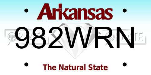 982WRN Arkansas License Plate
