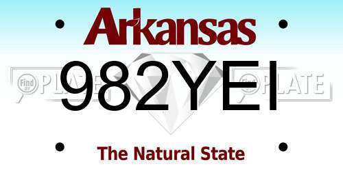 982YEI Arkansas License Plate