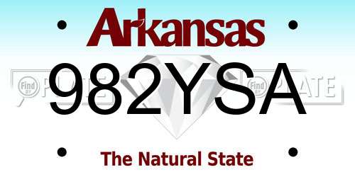 982YSA Arkansas License Plate