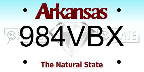 984VBX Arkansas License Plate