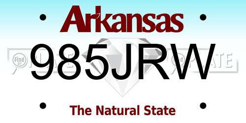 985JRW Arkansas License Plate