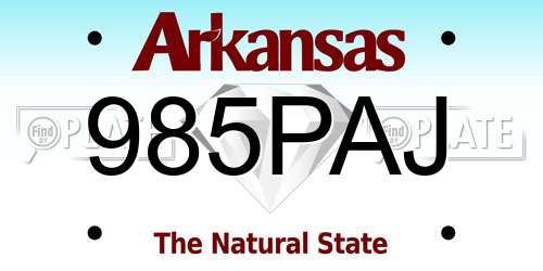 985PAJ Arkansas License Plate