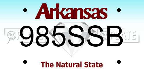 985SSB Arkansas License Plate