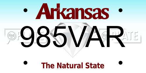 985VAR Arkansas License Plate