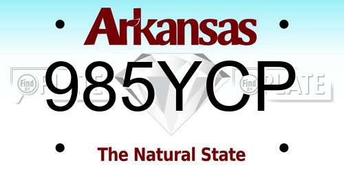 985YCP Arkansas License Plate