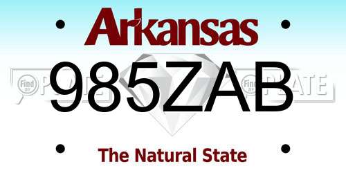 985ZAB Arkansas License Plate