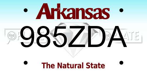985ZDA Arkansas License Plate
