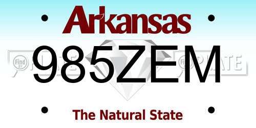 985ZEM Arkansas License Plate