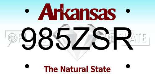 985ZSR Arkansas License Plate