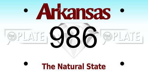 986 Arkansas License Plate