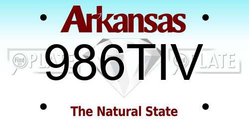 986TIV Arkansas License Plate