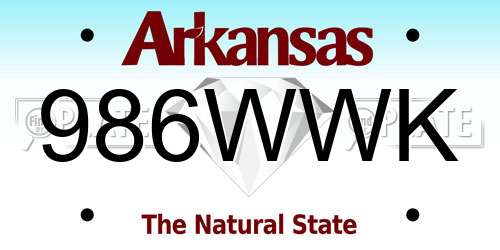 986WWK Arkansas License Plate