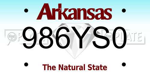 986YS0 Arkansas License Plate
