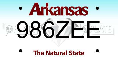 986ZEE Arkansas License Plate