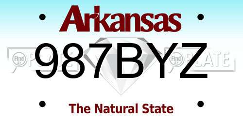 987BYZ Arkansas License Plate
