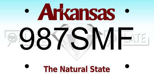 987SMF Arkansas License Plate