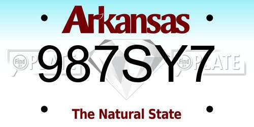 987SY7 Arkansas License Plate