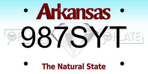 987SYT Arkansas License Plate