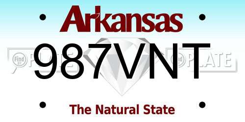 987VNT Arkansas License Plate