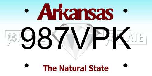 987VPK Arkansas License Plate