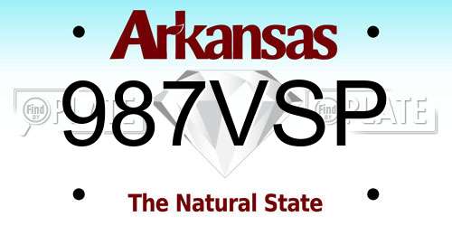 987VSP Arkansas License Plate