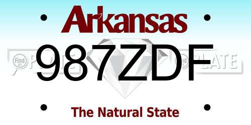 987ZDF Arkansas License Plate