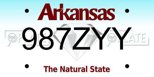 987ZYY Arkansas License Plate