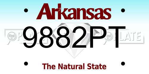 9882PT Arkansas License Plate