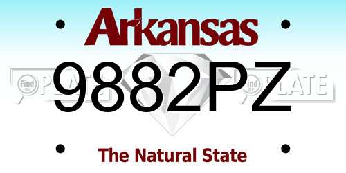 9882PZ Arkansas License Plate