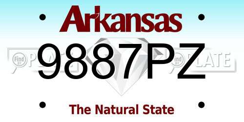 9887PZ Arkansas License Plate