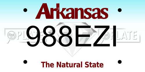 988EZI Arkansas License Plate