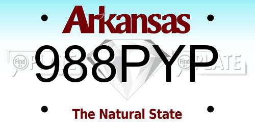 988PYP Arkansas License Plate