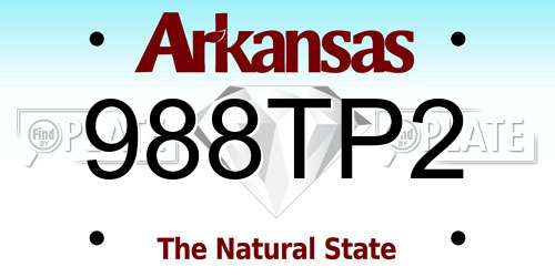 988TP2 Arkansas License Plate
