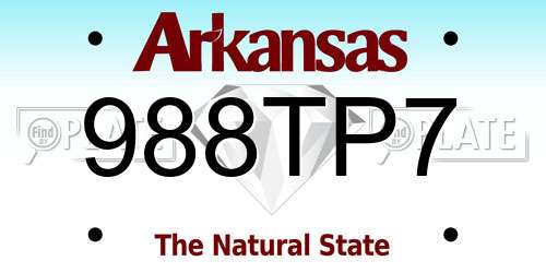988TP7 Arkansas License Plate