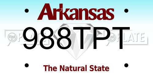 988TPT Arkansas License Plate
