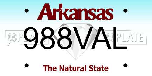 988VAL Arkansas License Plate