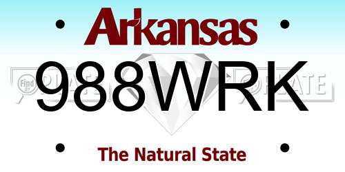 988WRK Arkansas License Plate