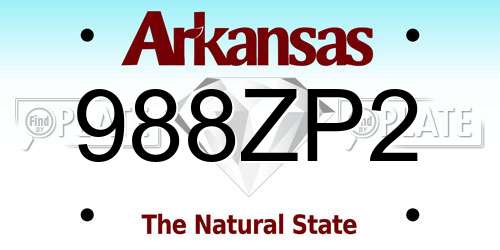 988ZP2 Arkansas License Plate