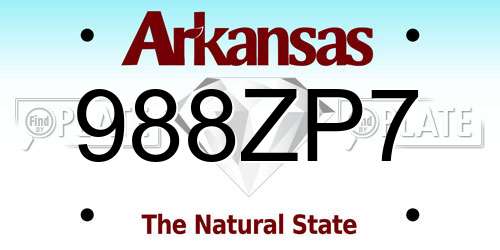 988ZP7 Arkansas License Plate