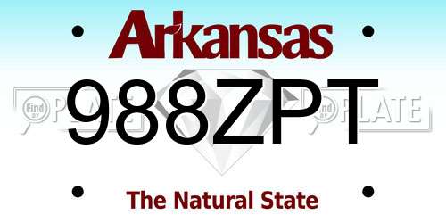 988ZPT Arkansas License Plate