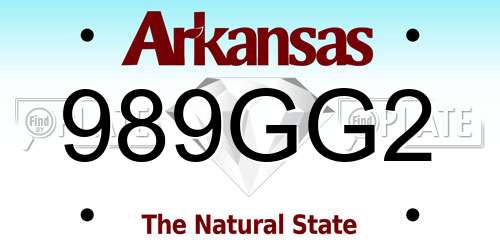 989GG2 Arkansas License Plate