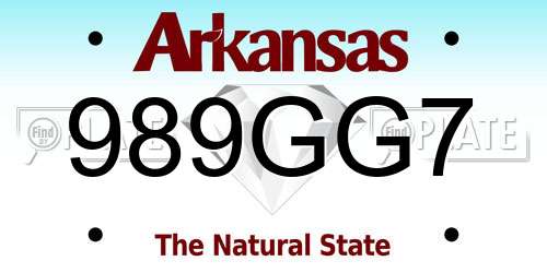 989GG7 Arkansas License Plate