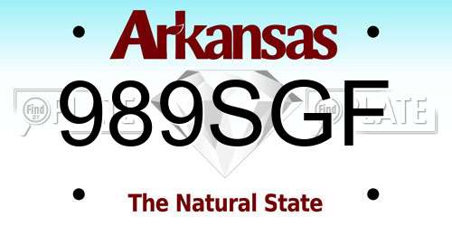 989SGF Arkansas License Plate