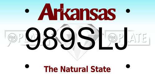 989SLJ Arkansas License Plate