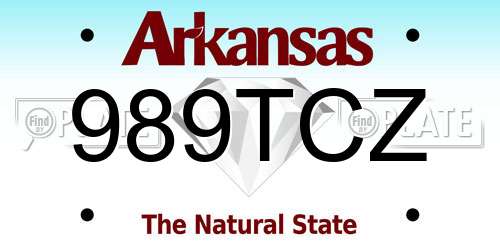 989TCZ Arkansas License Plate