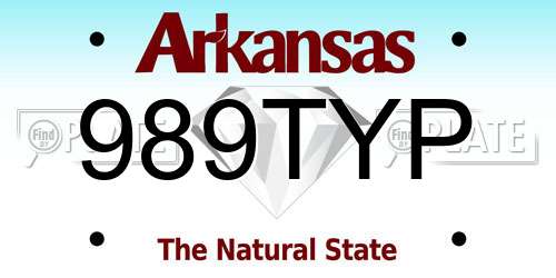 989TYP Arkansas License Plate