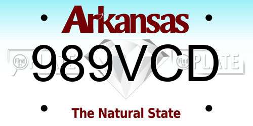 989VCD Arkansas License Plate