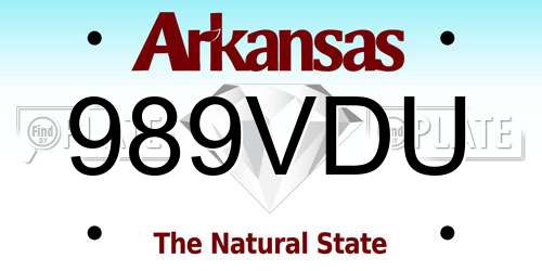 989VDU Arkansas License Plate