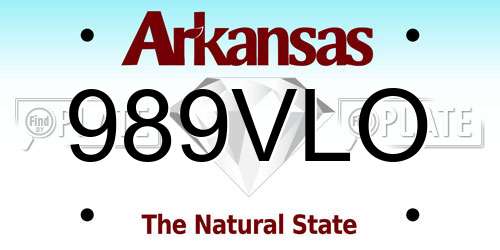 989VLO Arkansas License Plate