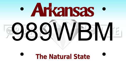 989WBM Arkansas License Plate